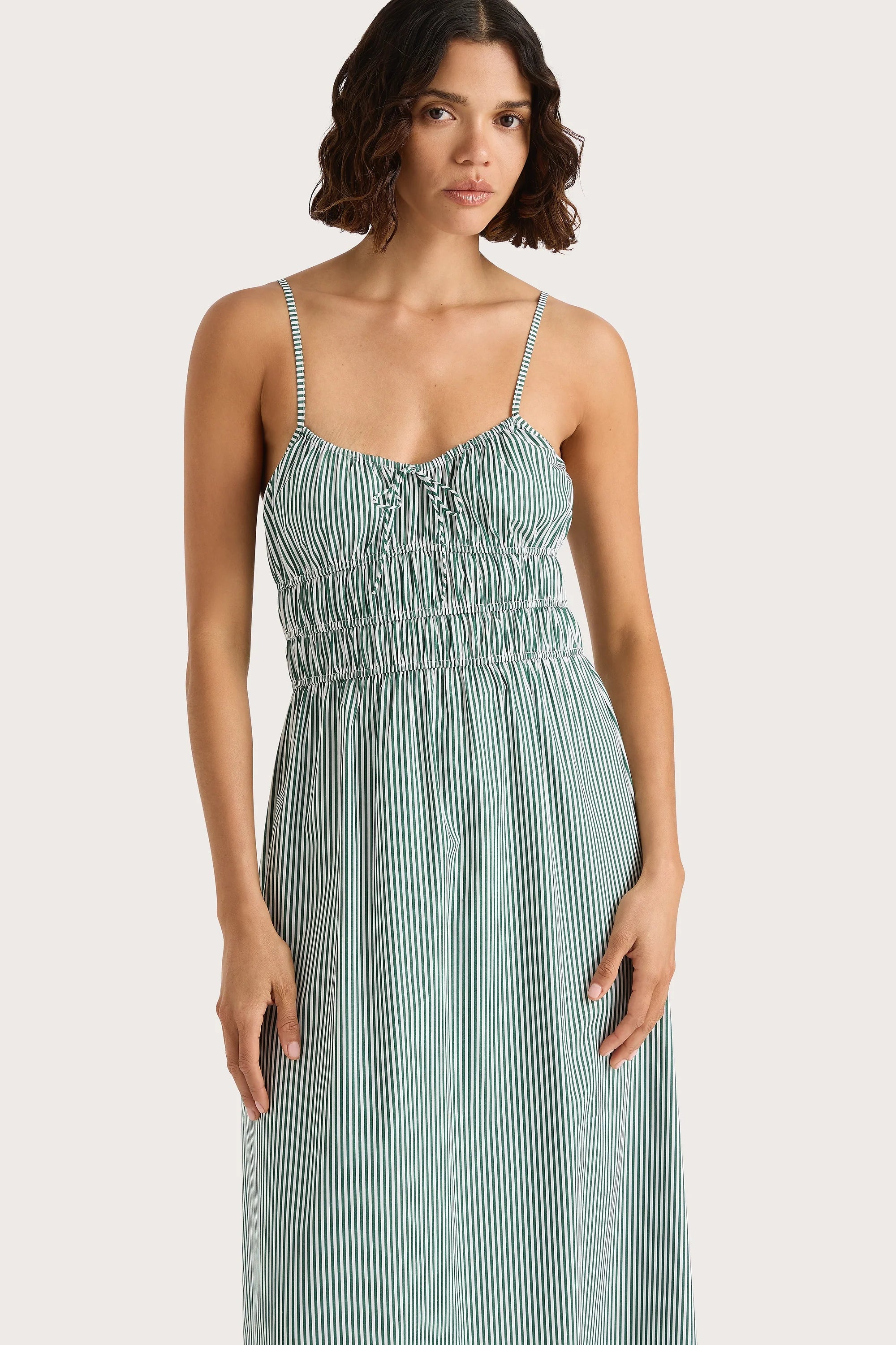 Marianne Midi Dress Green Stripe - Final Sale