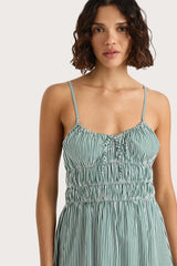 Marianne Midi Dress Green Stripe - Final Sale