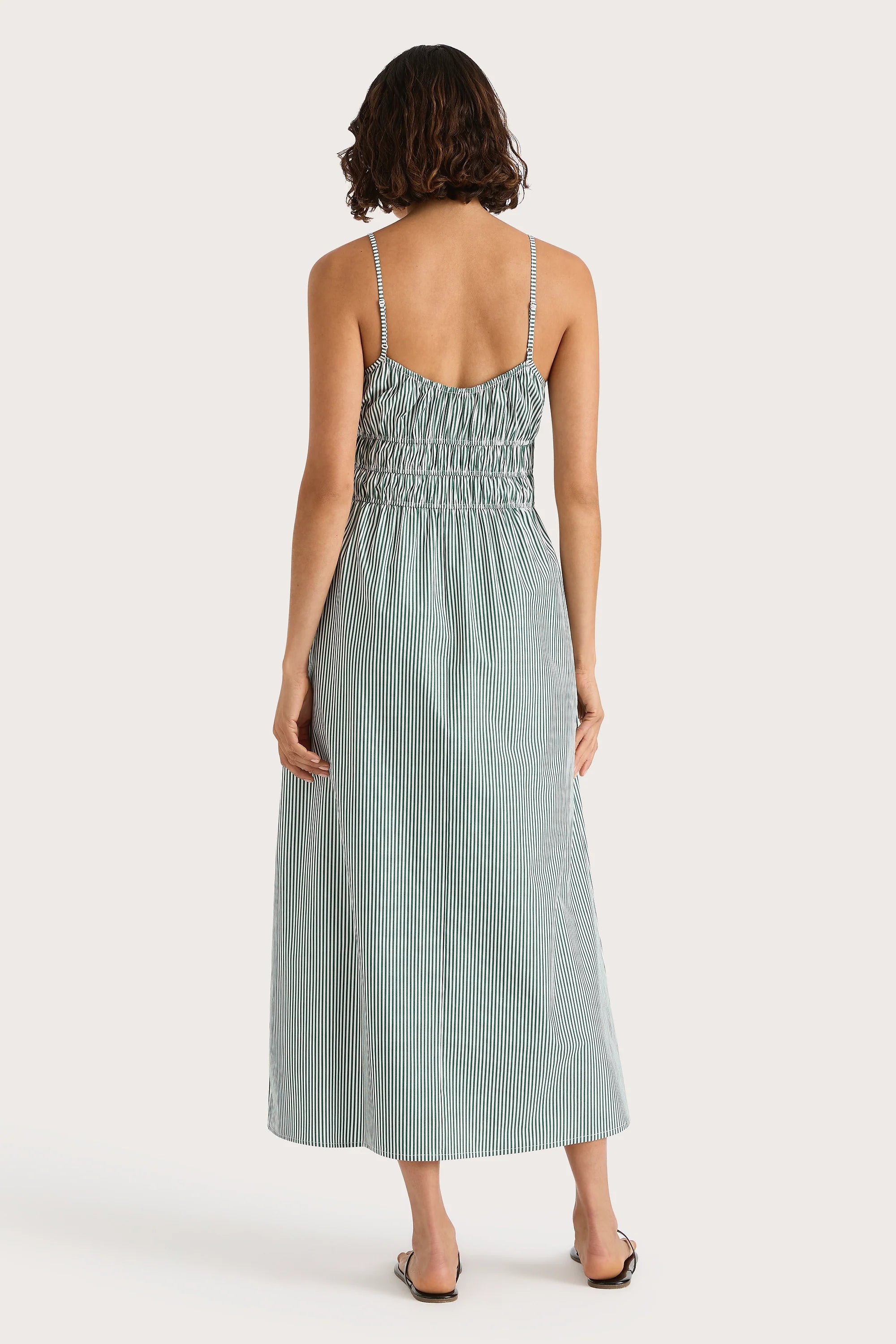 Marianne Midi Dress Green Stripe - Final Sale