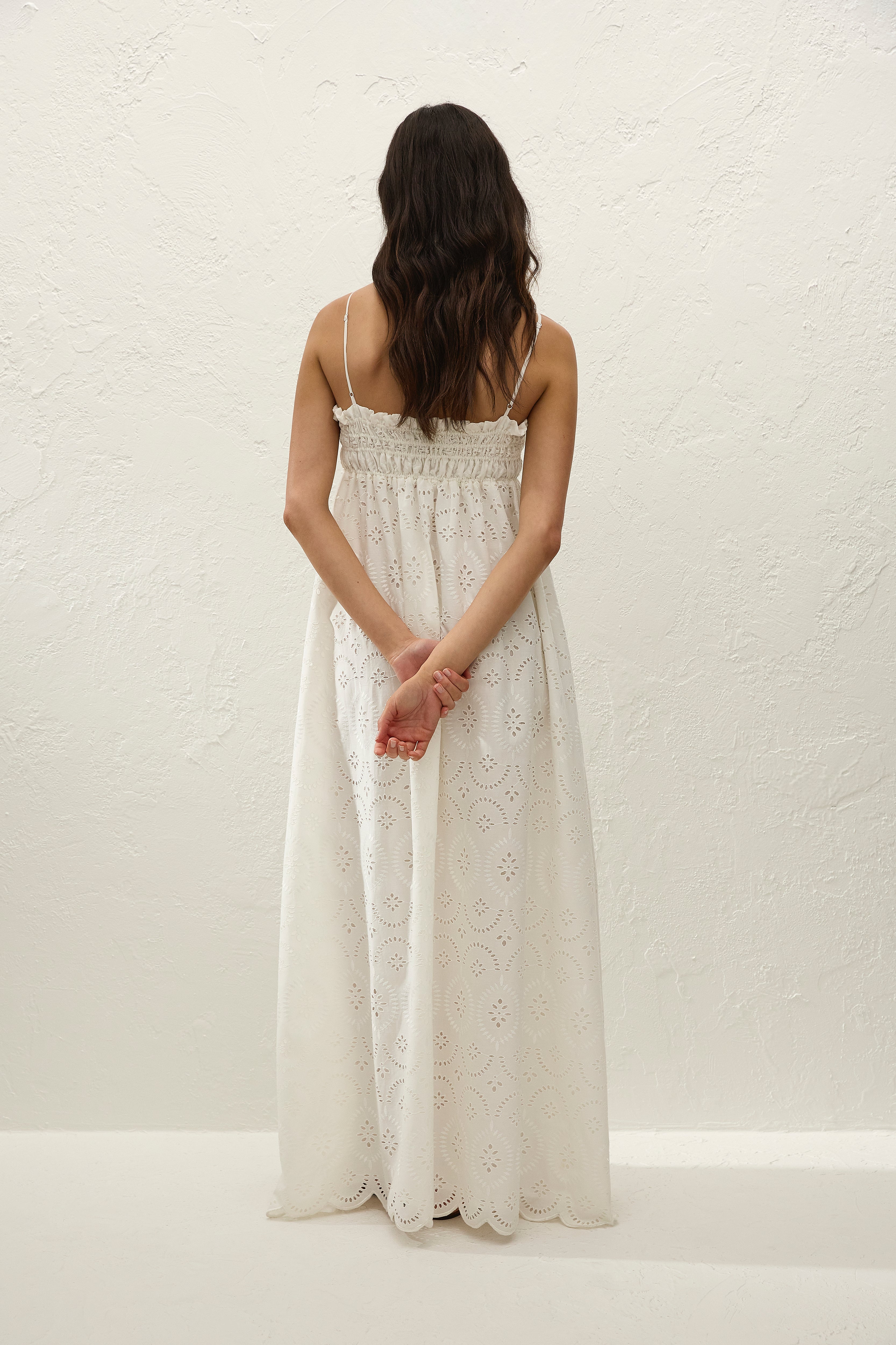 Etta Maxi Dress Bianca Broderie White