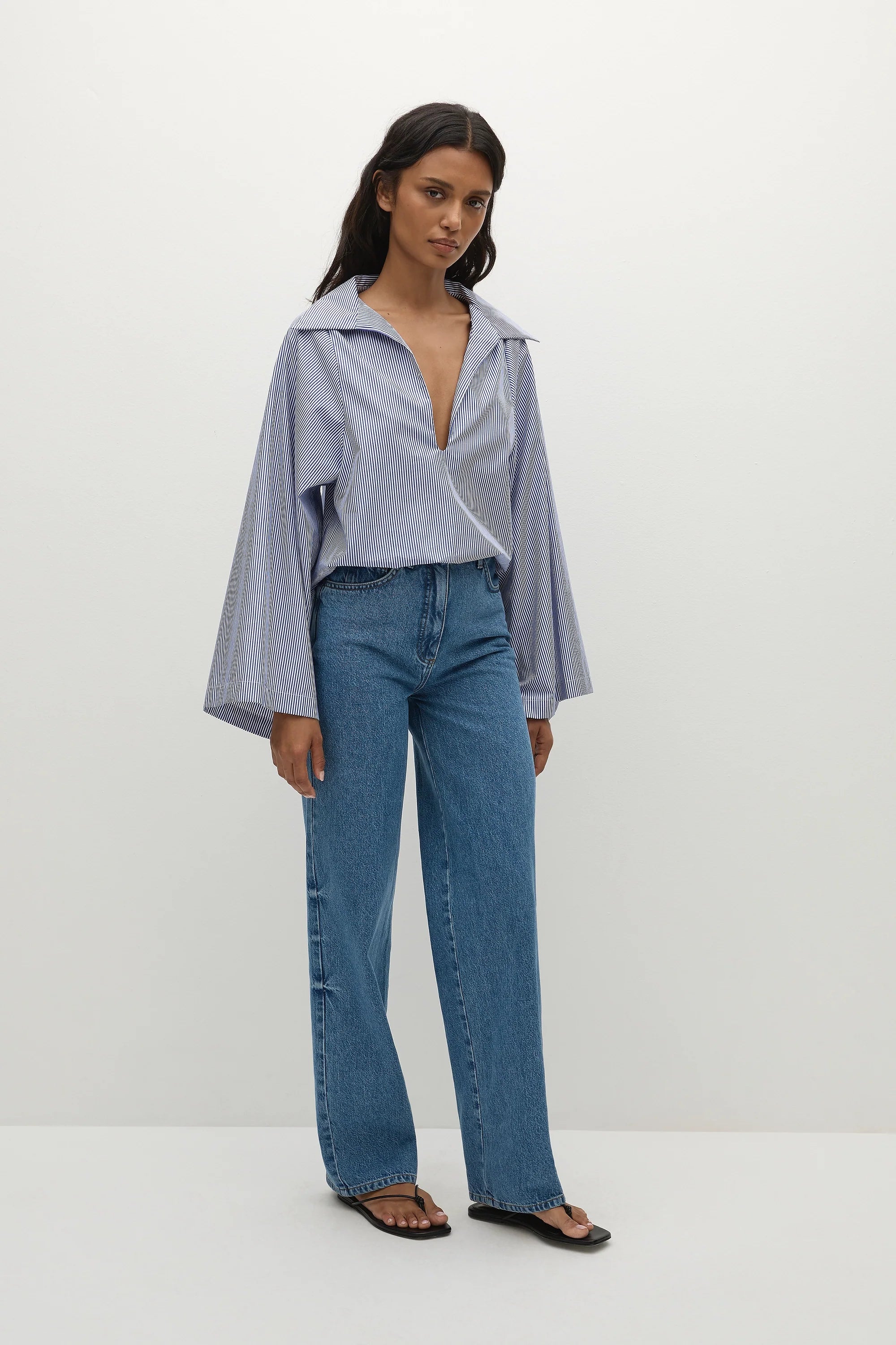 Gaia Top Helle Stripe Vintage Navy - Final Sale