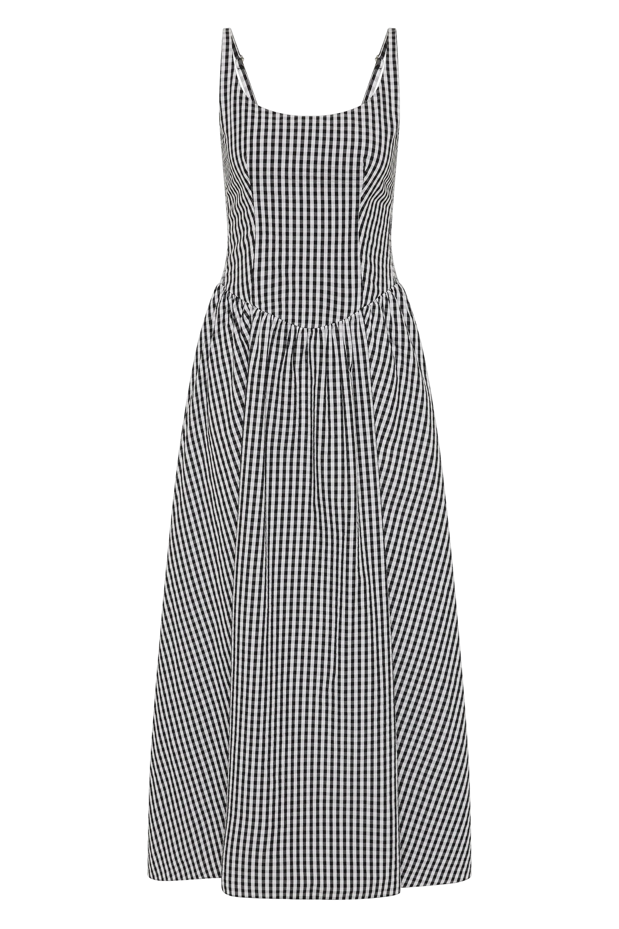 Chiara Midi Dress Black Textured Gingham - Final Sale