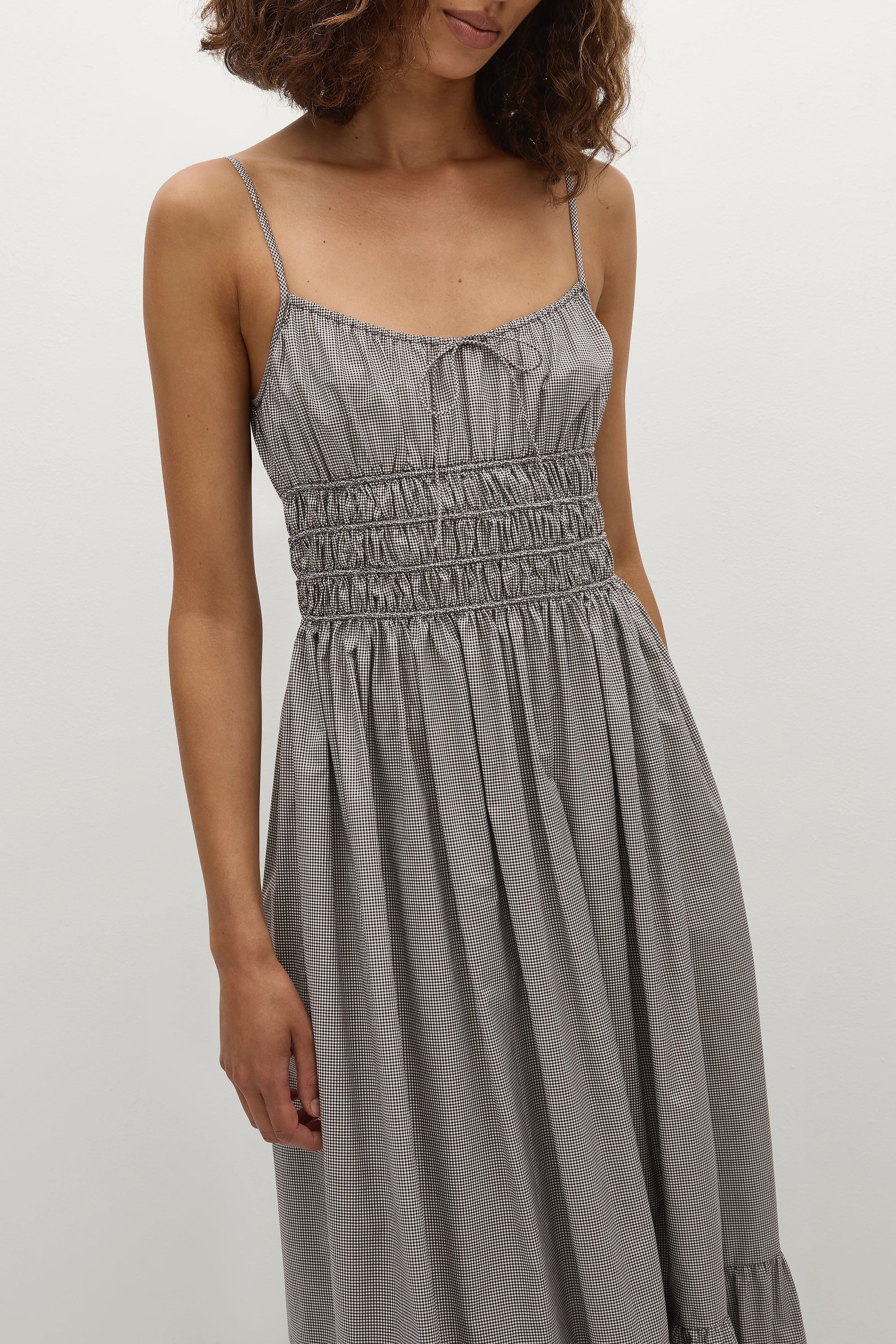 Sofie Maxi Dress Hanne Gingham Espresso - Final Sale
