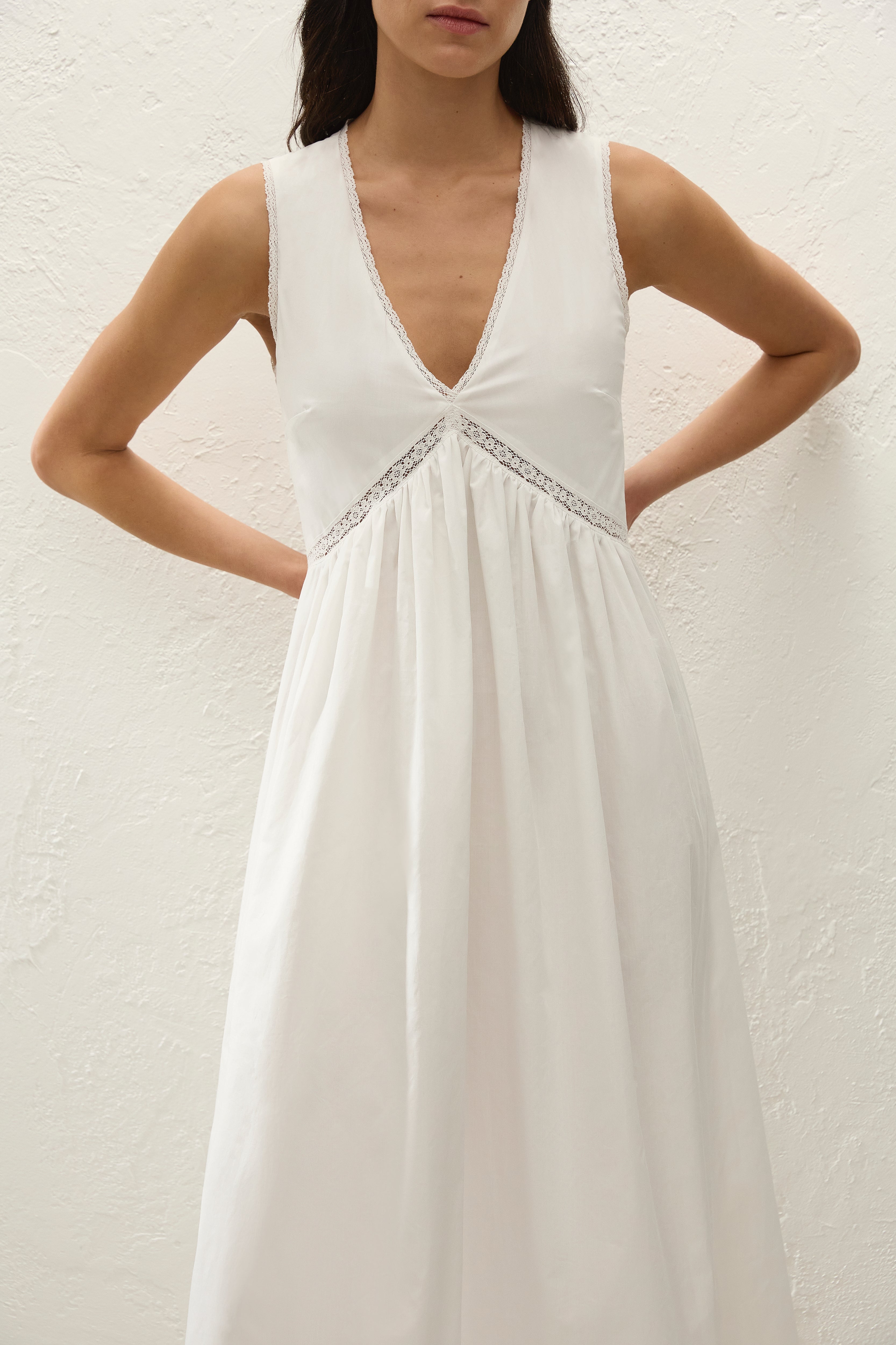 Fiora Midi Dress Fresco Lace White - Final Sale