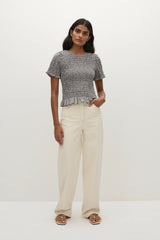 Edda Top Hanne Gingham Espresso - Final Sale