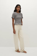 Edda Top Hanne Gingham Espresso - Final Sale