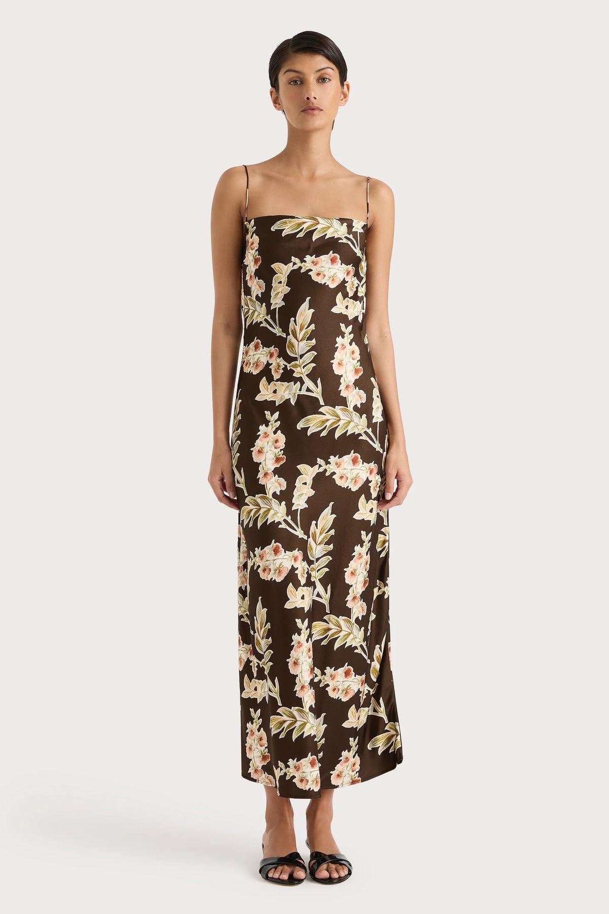 Yolaine Midi Dress Jardin Floral Chocolate - Final Sale