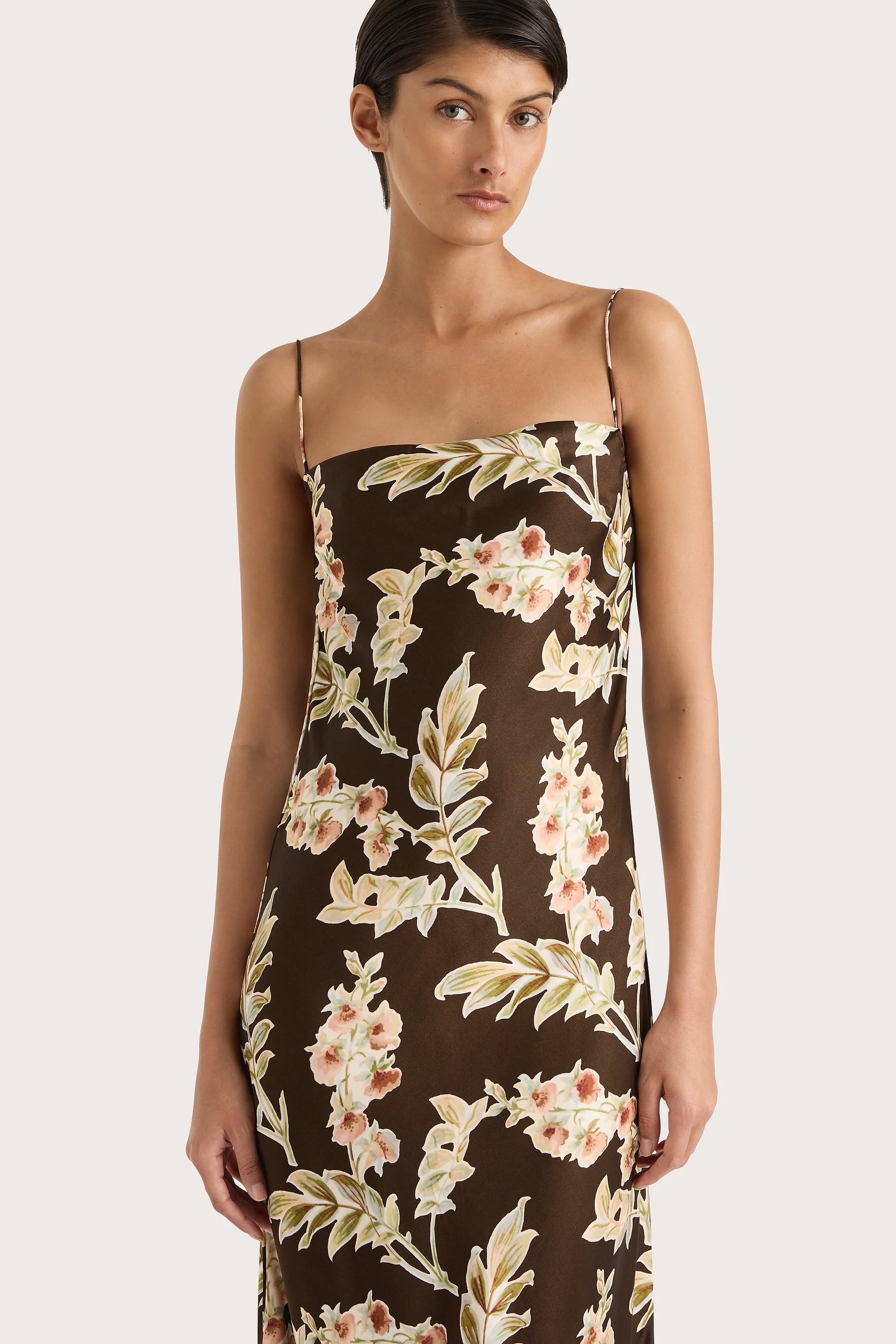 Yolaine Midi Dress Jardin Floral Chocolate - Final Sale