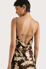 Yolaine Midi Dress Jardin Floral Chocolate - Final Sale