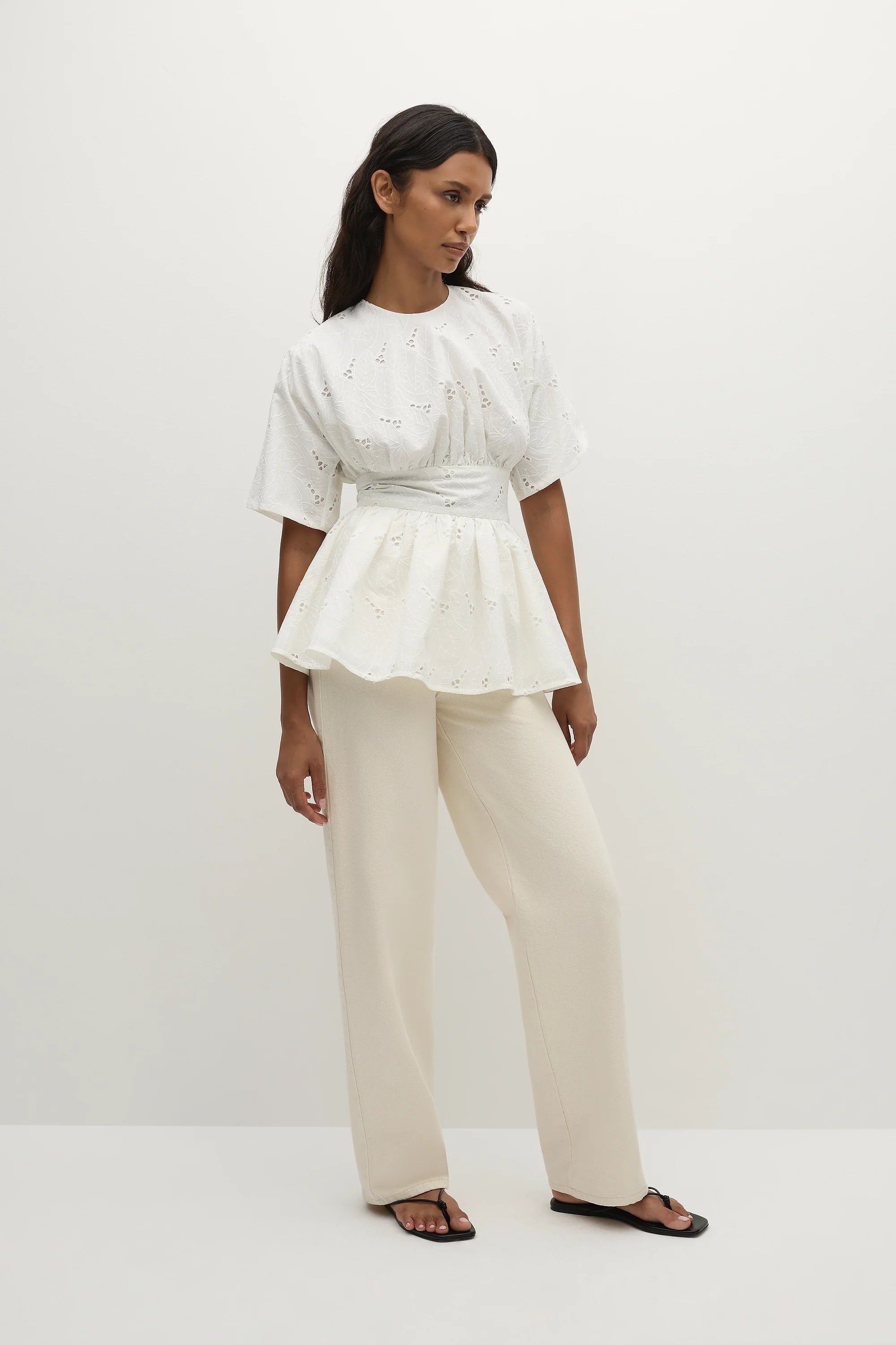 Vilde Top Birgitta Broderie Anglaise White - Final Sale
