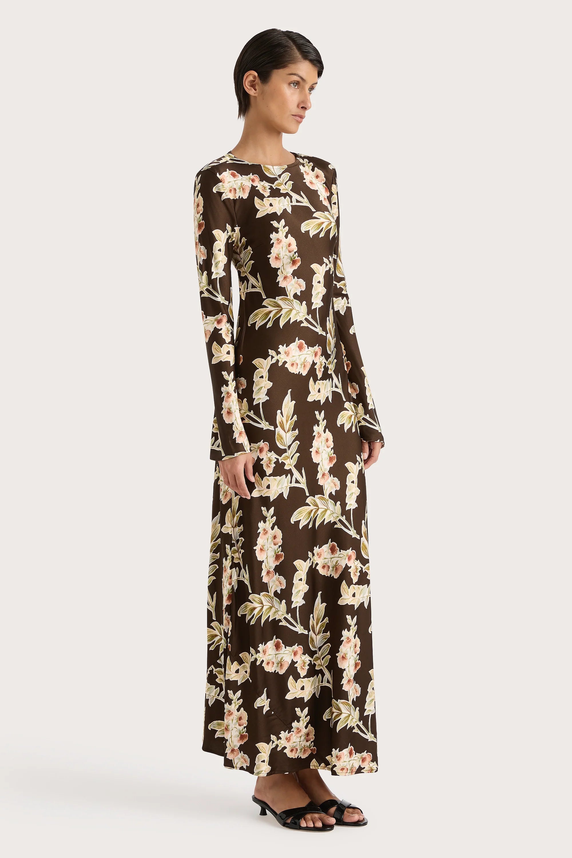 Faroe Maxi Dress Jardin Floral Chocolate - Final Sale