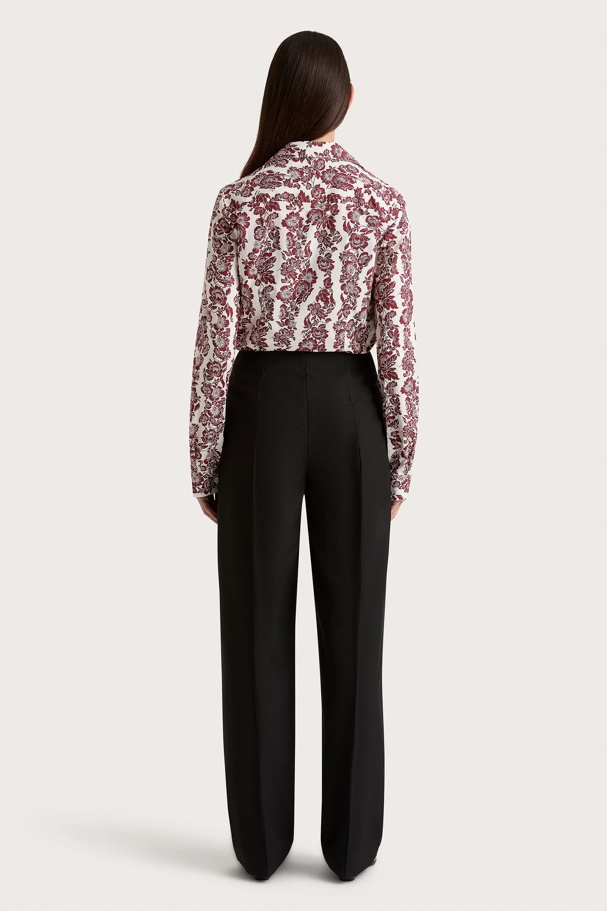 Estelle Fitted Shirt Striped Floral Wine - Final Sale