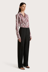 Estelle Fitted Shirt Striped Floral Wine - Final Sale