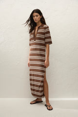 Santiago Polo Dress Ombre Stripe Macro Carob - Final Sale