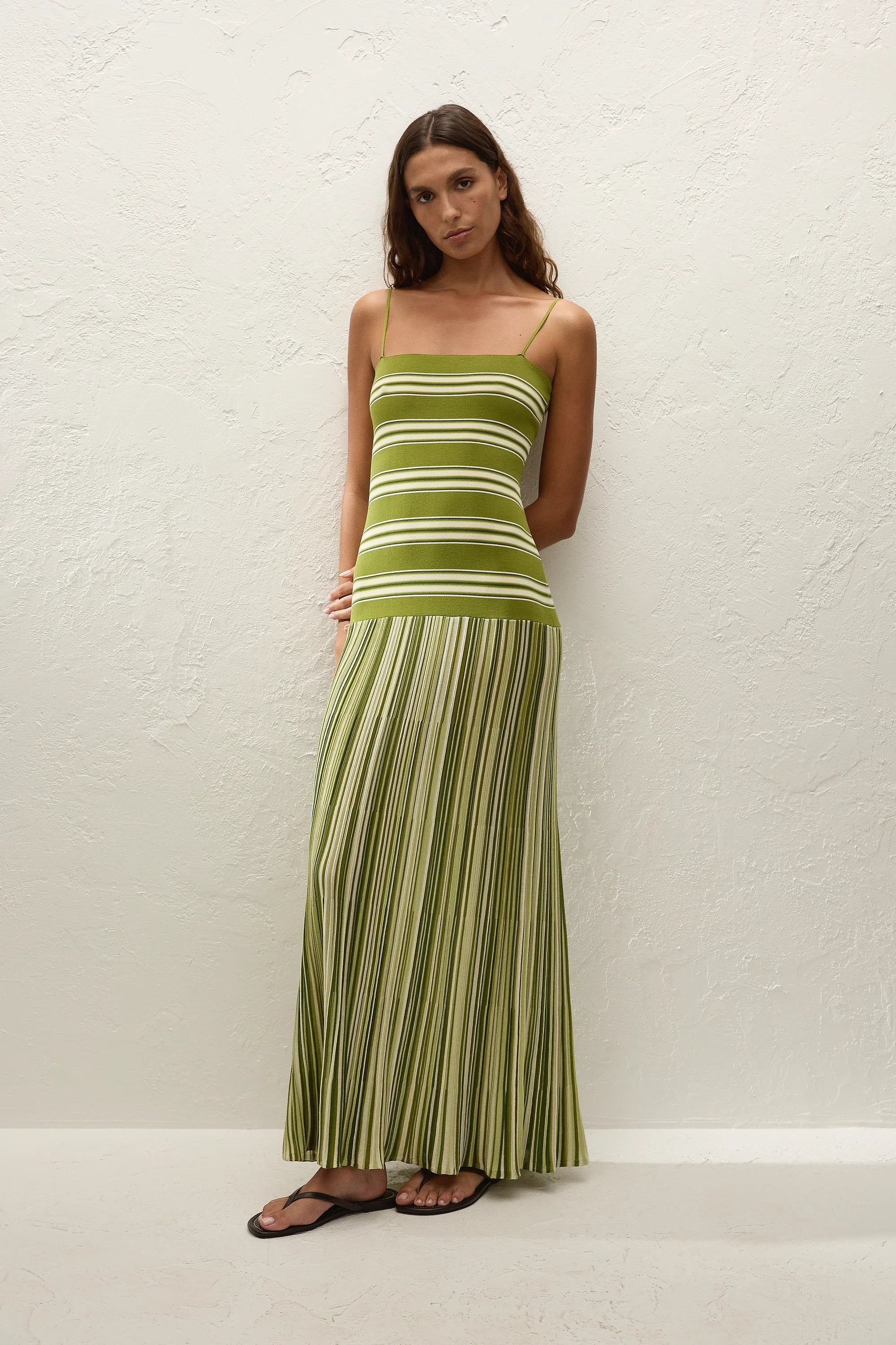 Esenia Knit Dress Ombre Stripe Macro Juniper - Final Sale