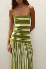 Esenia Knit Dress Ombre Stripe Macro Juniper - Final Sale