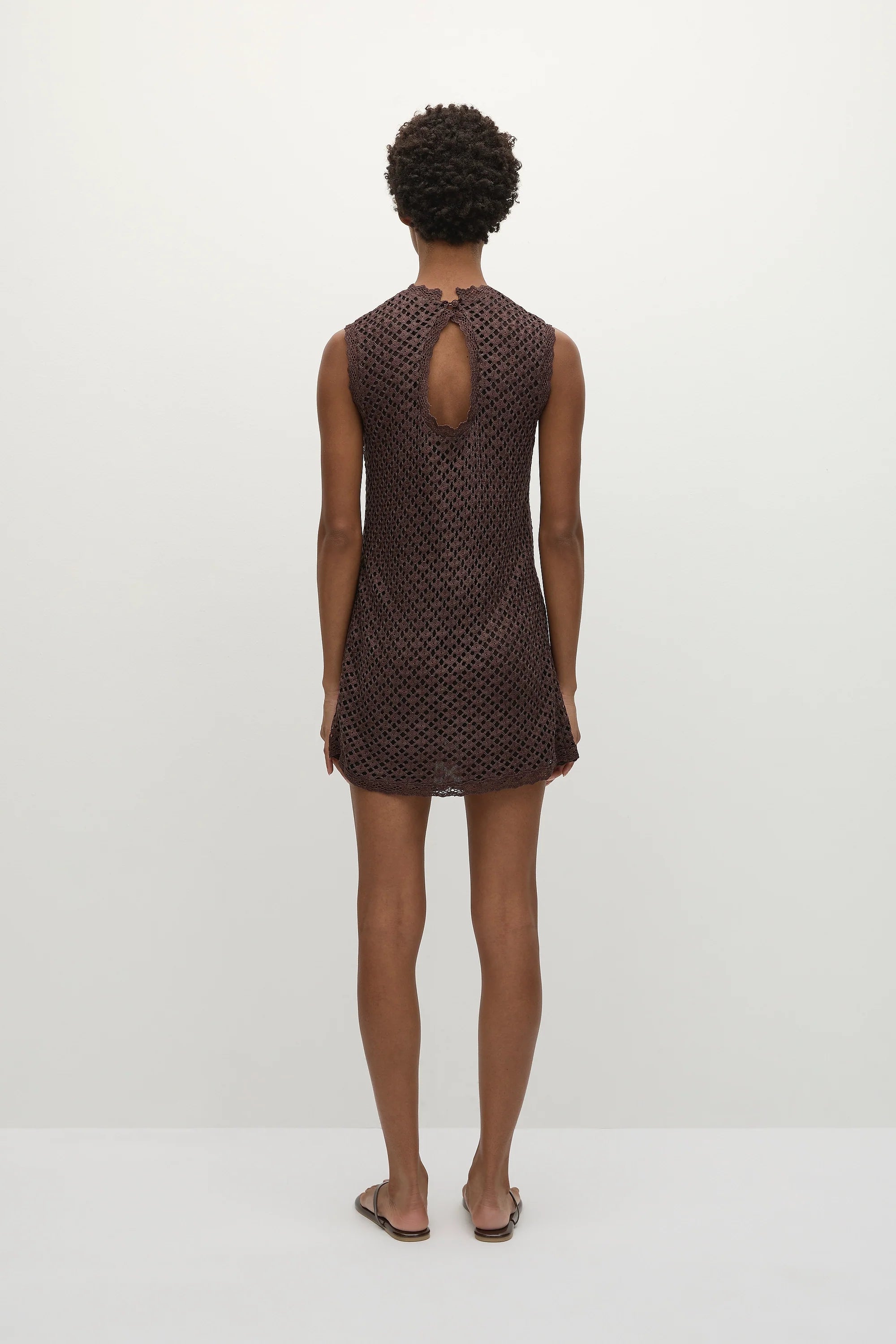 Cyrene Mini Dress Floral Lace Brown - Final Sale