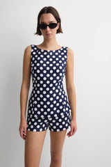 Ana Top Vintage Navy White Dot
