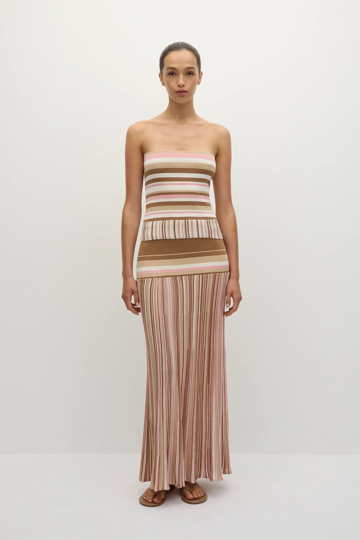 Citara Strapless Top Puce Sepia Stripe - Final Sale