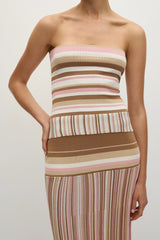 Citara Strapless Top Puce Sepia Stripe - Final Sale