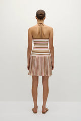 Elea Mini Dress Puce Sepia Stripe - Final Sale