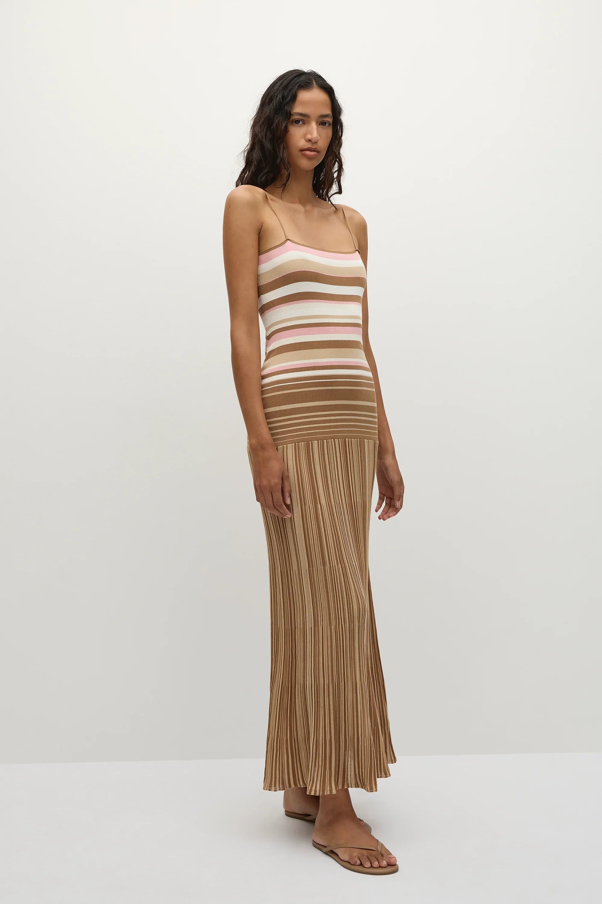 Esenia Knit Dress Puce Sepia Stripe - Final Sale