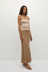 Esenia Knit Dress Puce Sepia Stripe - Final Sale