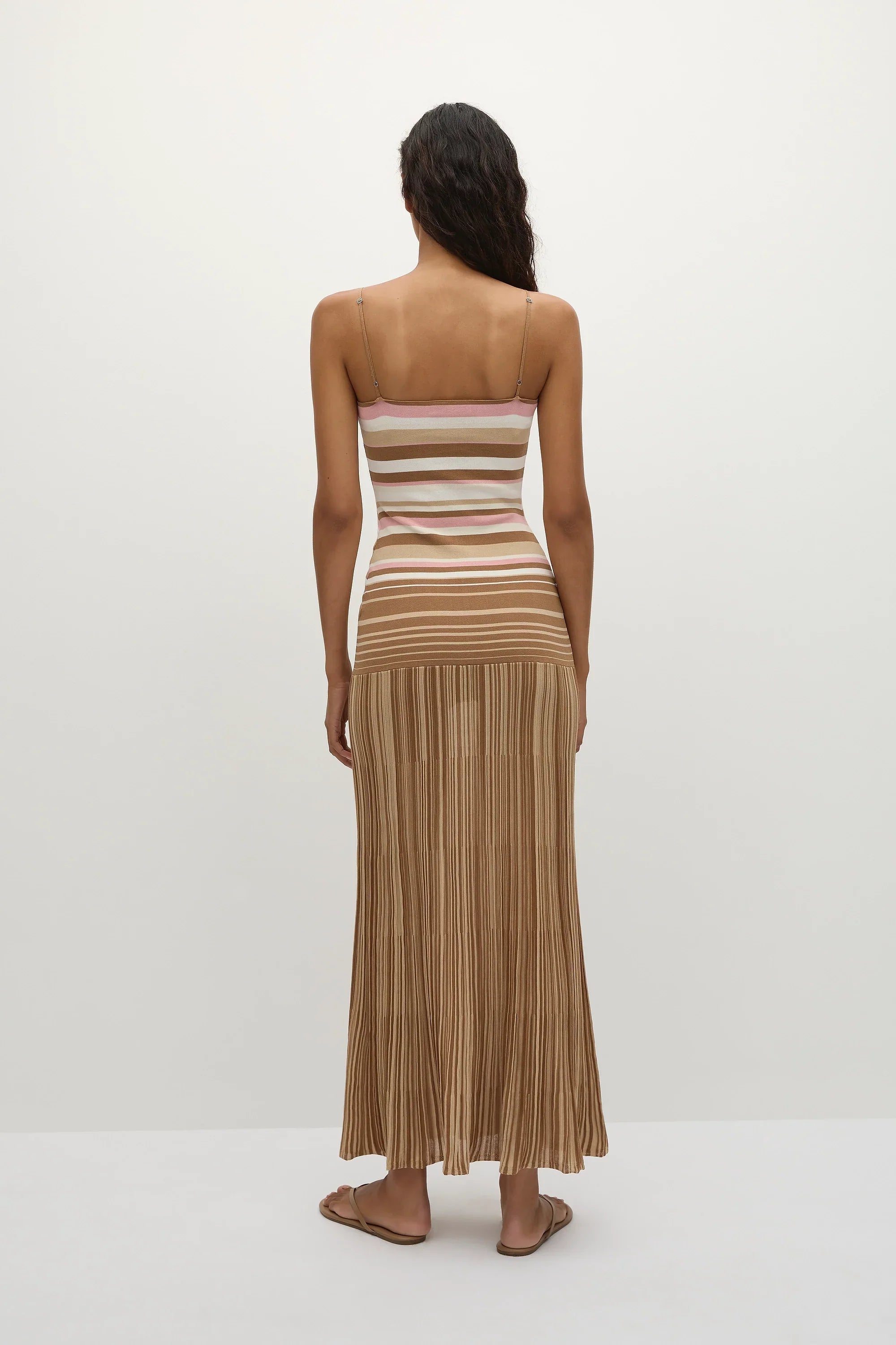 Esenia Knit Dress Puce Sepia Stripe - Final Sale