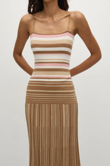 Esenia Knit Dress Puce Sepia Stripe - Final Sale