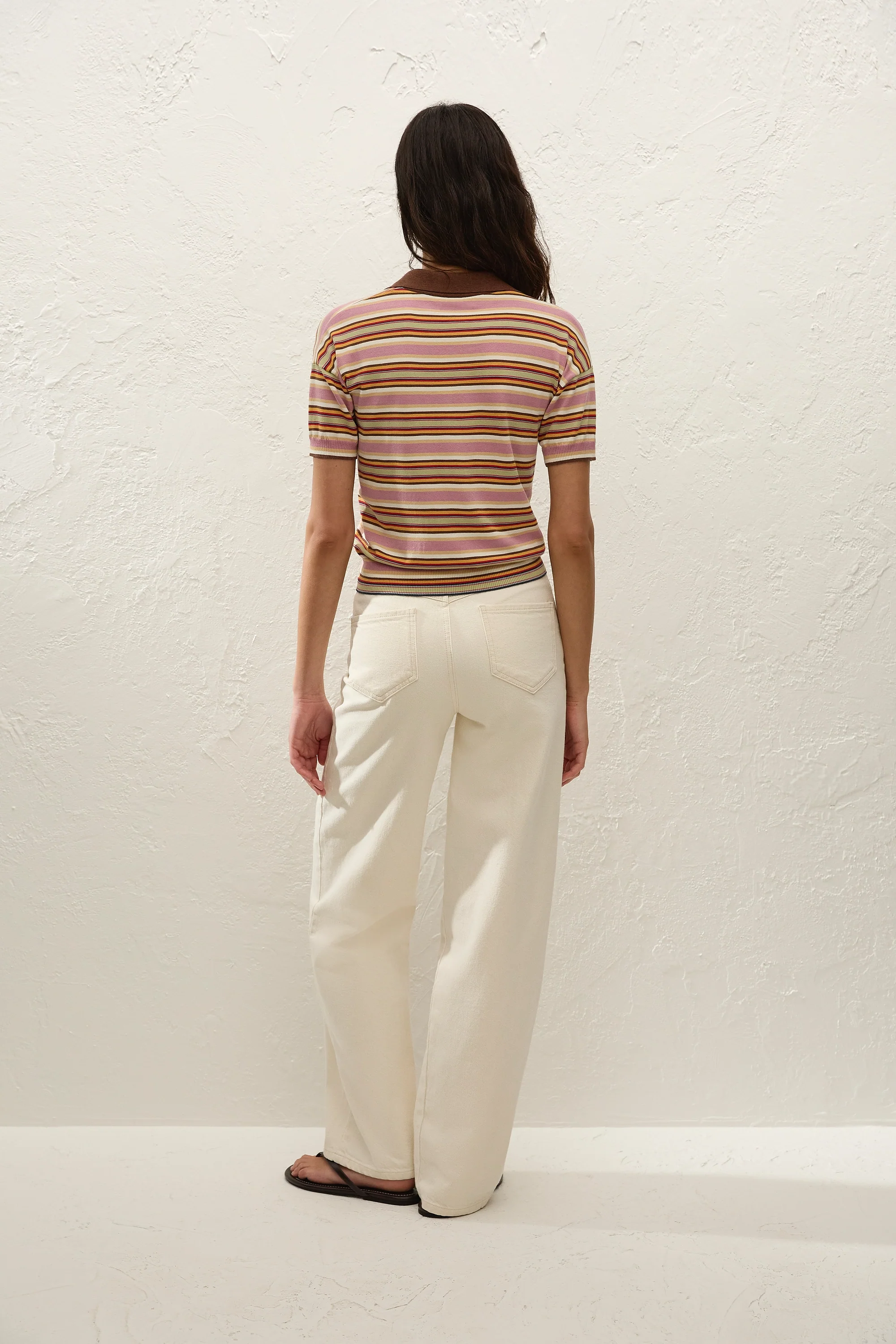Sable Polo Shirt Luis Stripe Dusty Mauve