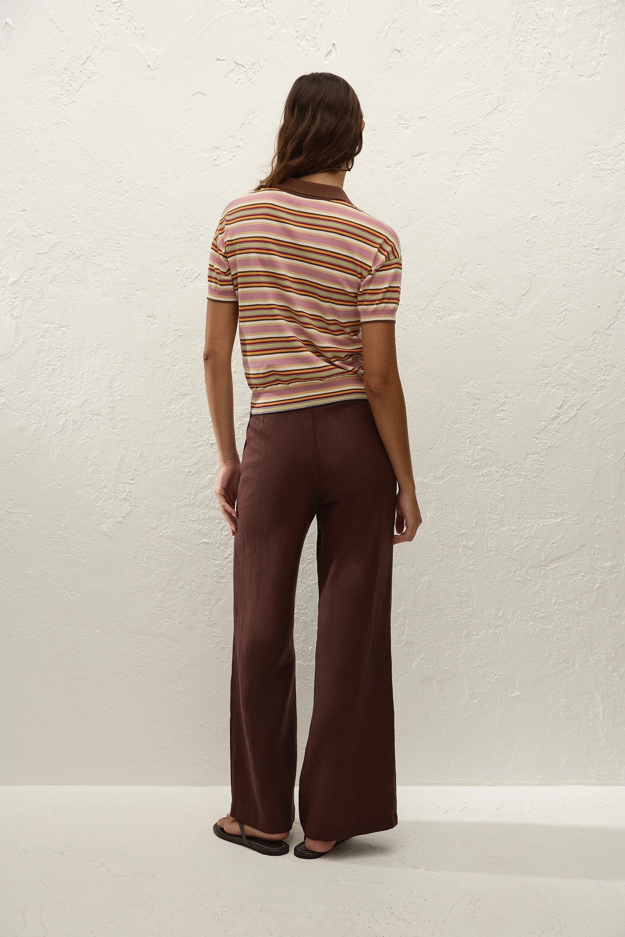 Sable Polo Shirt Luis Stripe Dusty Mauve