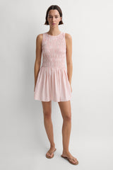 Heidi Mini Dress Carmen Stripe Peony White