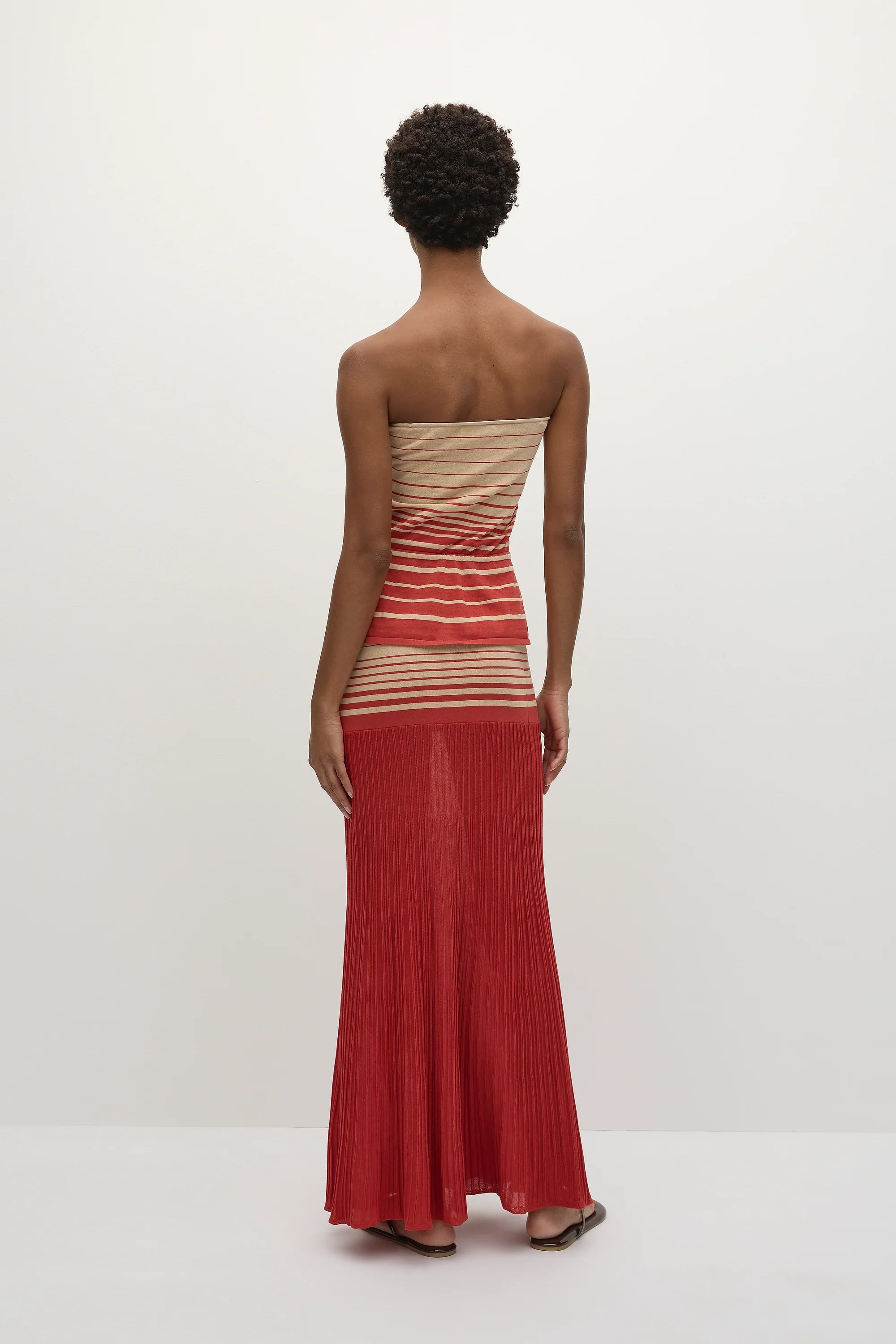 Citara Skirt Accordion Stripe Amber Fawn - Final Sale