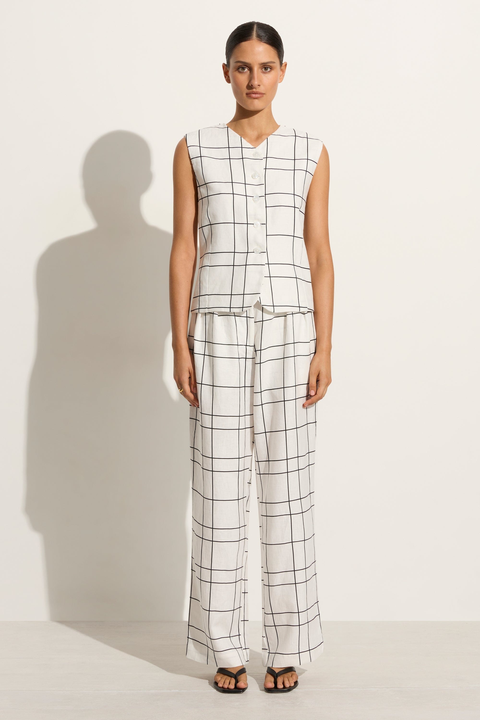 Duomo Pant Letizia Check White - Final Sale