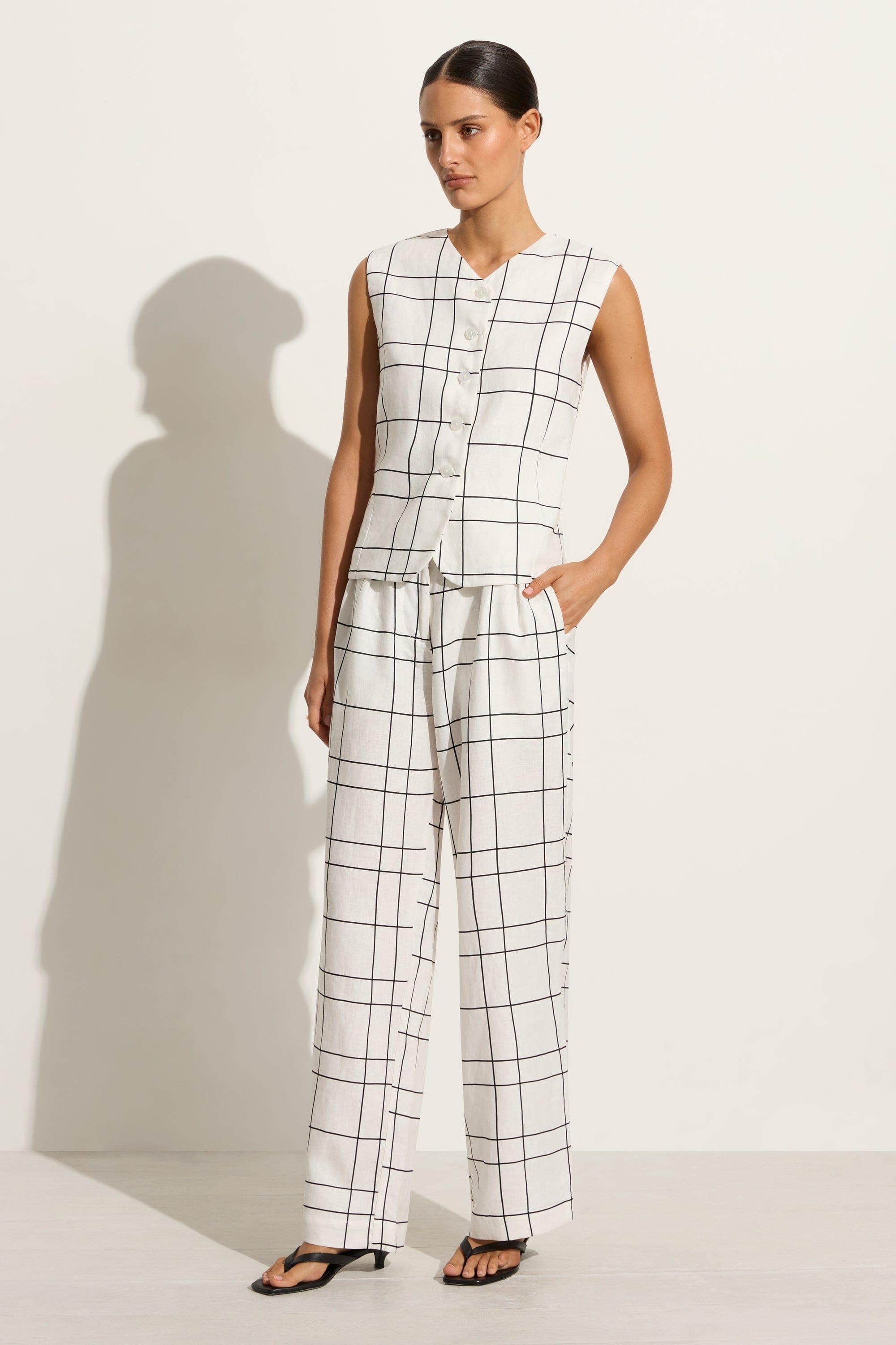 Genio Vest Letizia Check White - Final Sale