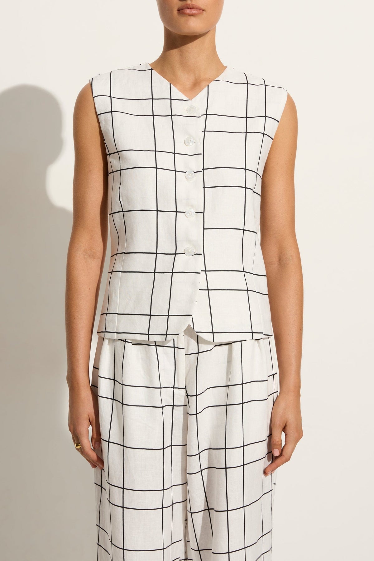 Genio Vest Letizia Check White - Final Sale