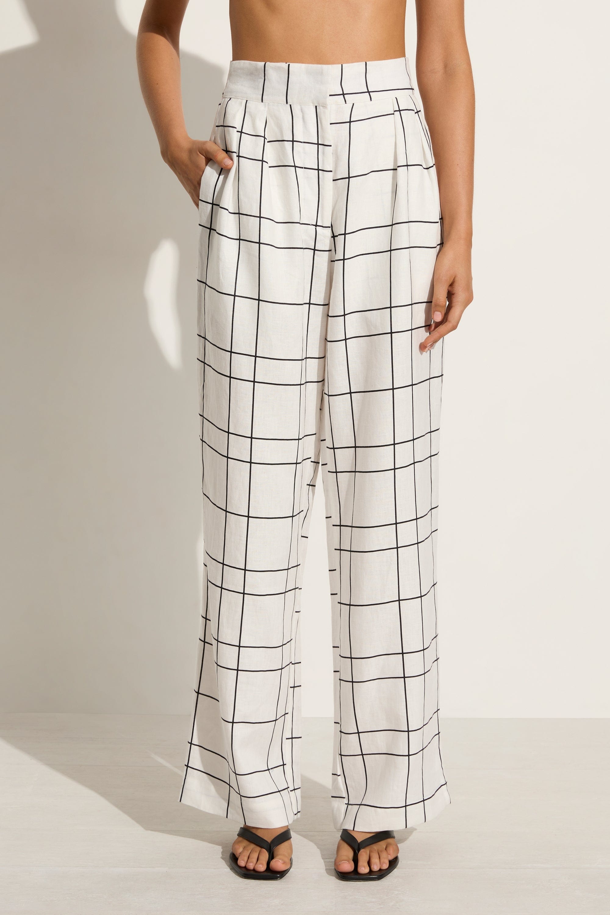 Duomo Pant Letizia Check White - Final Sale