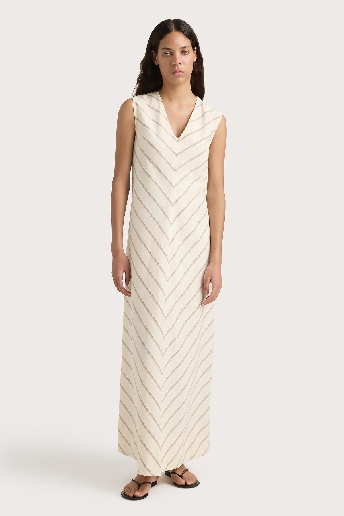 Marteret Stripe Midi Dress Shadow Stripe Butter - Final Sale