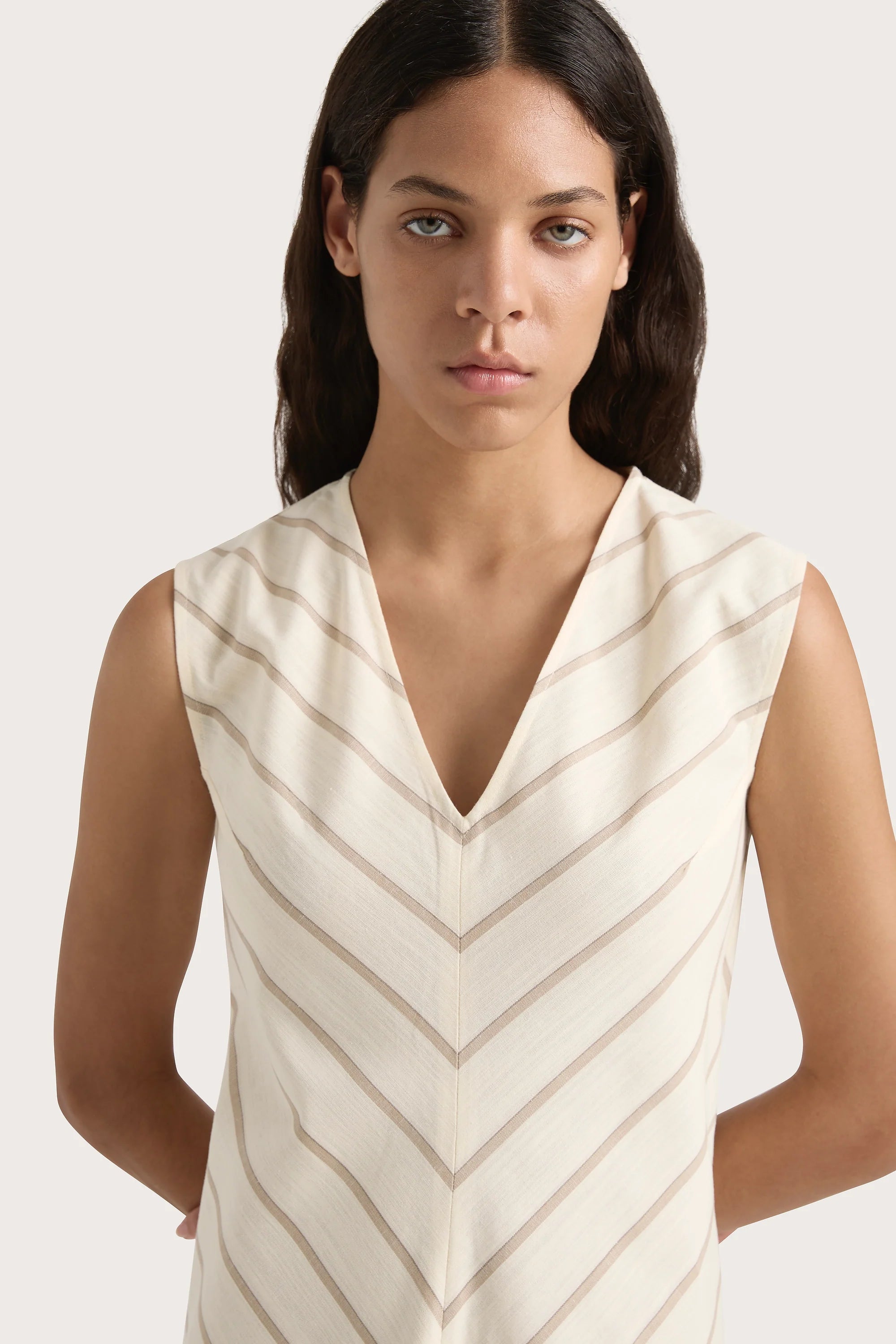 Marteret Stripe Midi Dress Shadow Stripe Butter - Final Sale