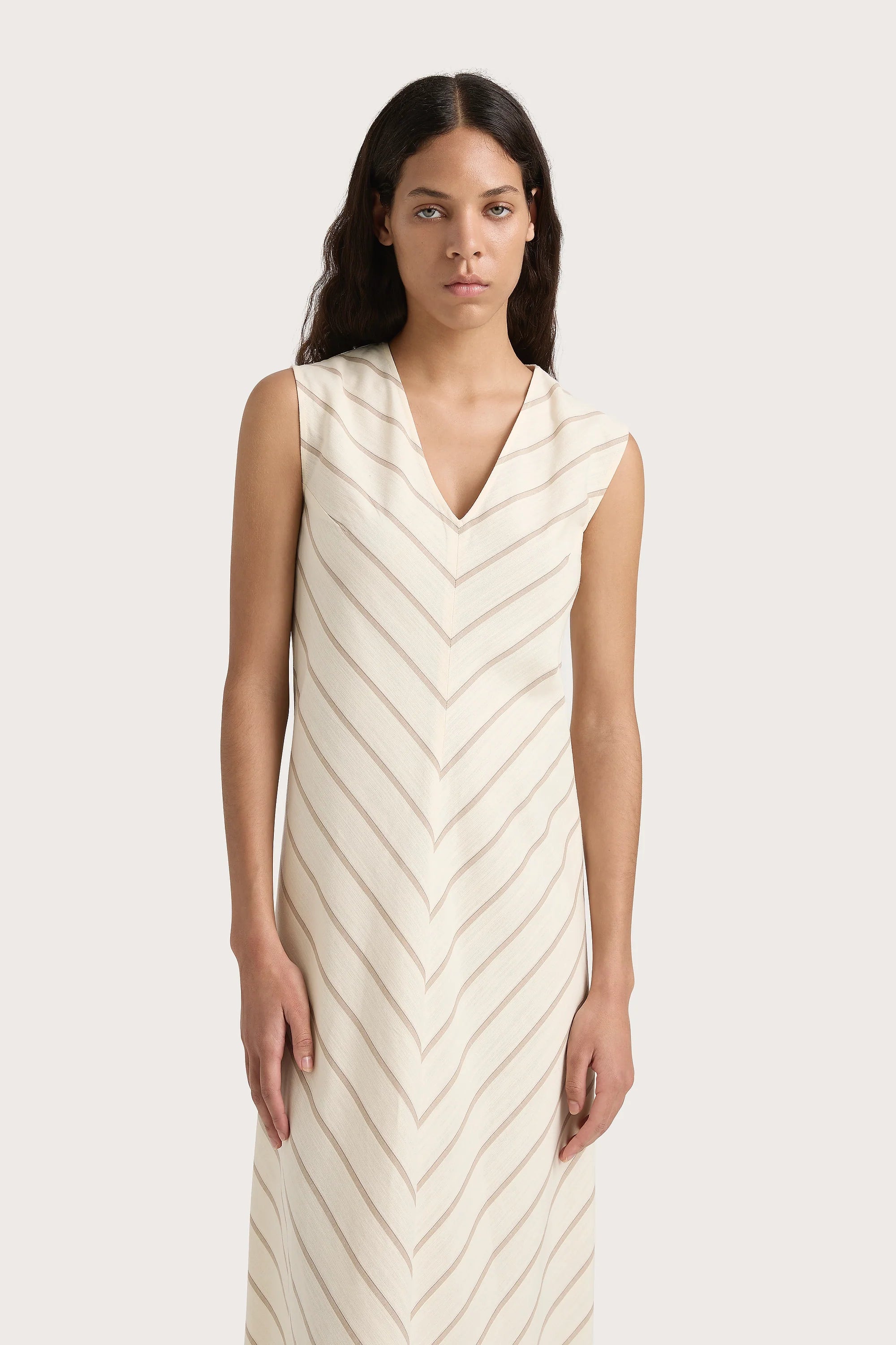 Marteret Stripe Midi Dress Shadow Stripe Butter - Final Sale