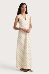 Marteret Stripe Midi Dress Shadow Stripe Butter - Final Sale