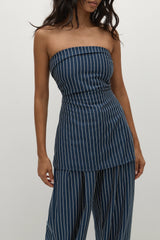 Britta Top Chevron Stripe Vintage Navy - Final Sale