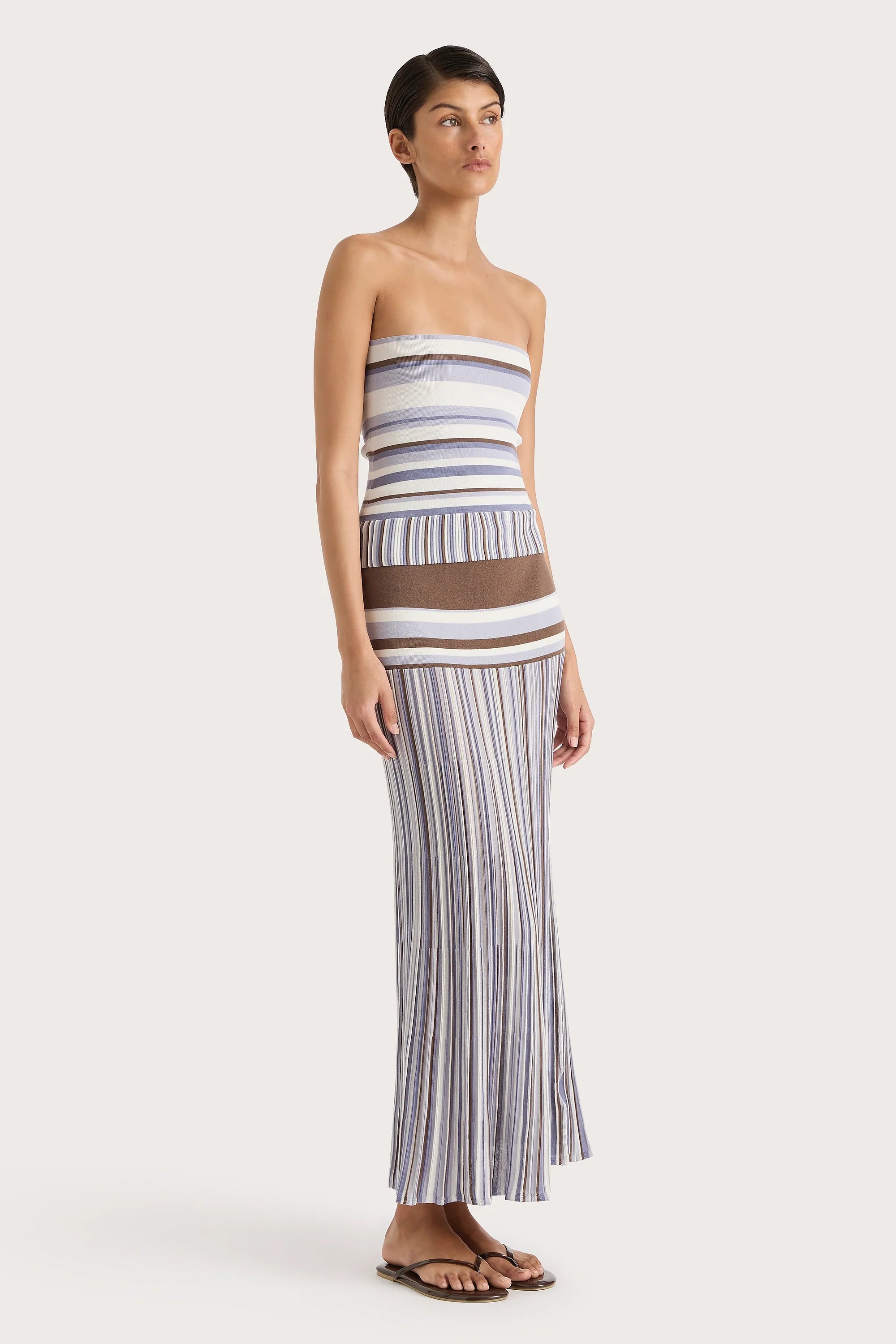 Citara Skirt Pale Blue Stripe - Final Sale