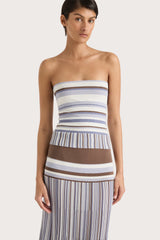 Citara Strapless Top Pale Blue Stripe - Final Sale
