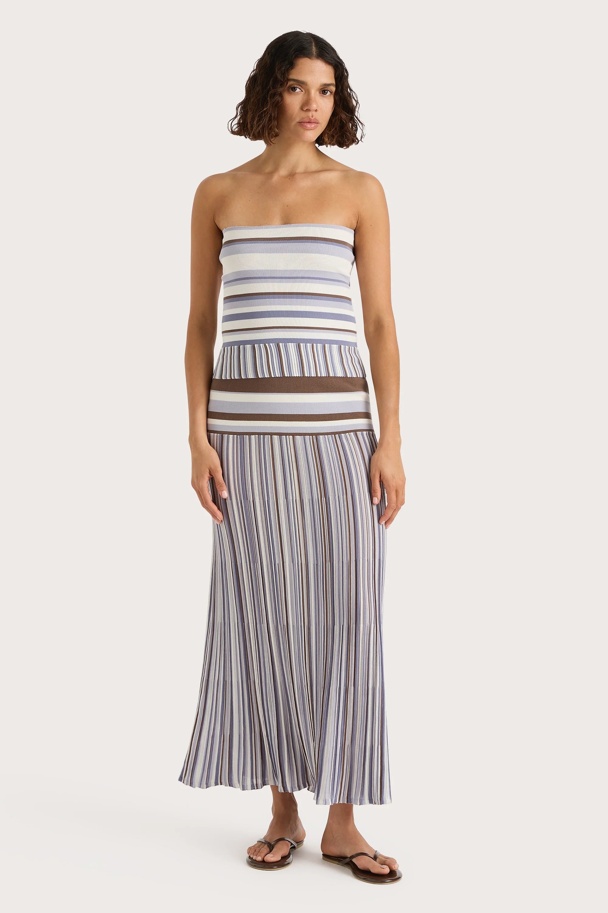 Citara Strapless Top Pale Blue Stripe - Final Sale