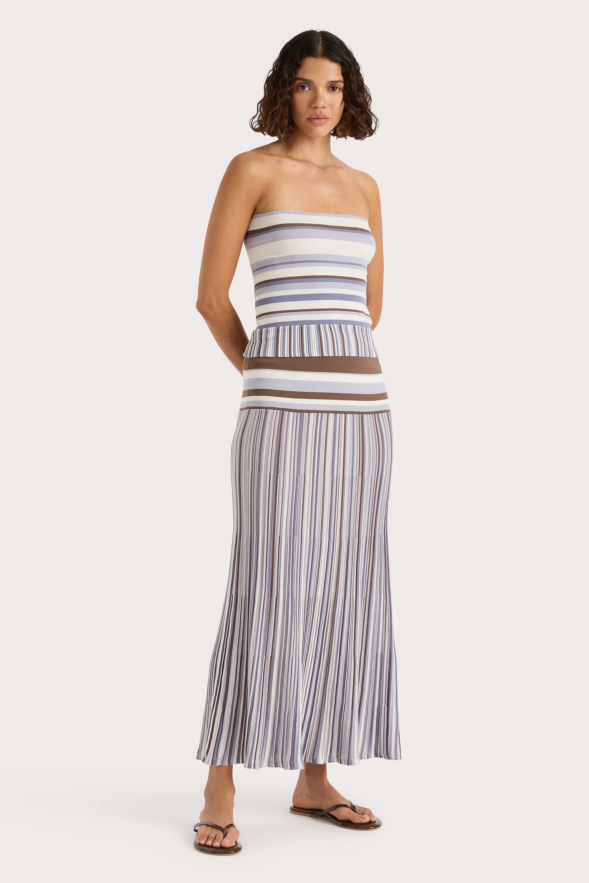 Citara Skirt Pale Blue Stripe - Final Sale