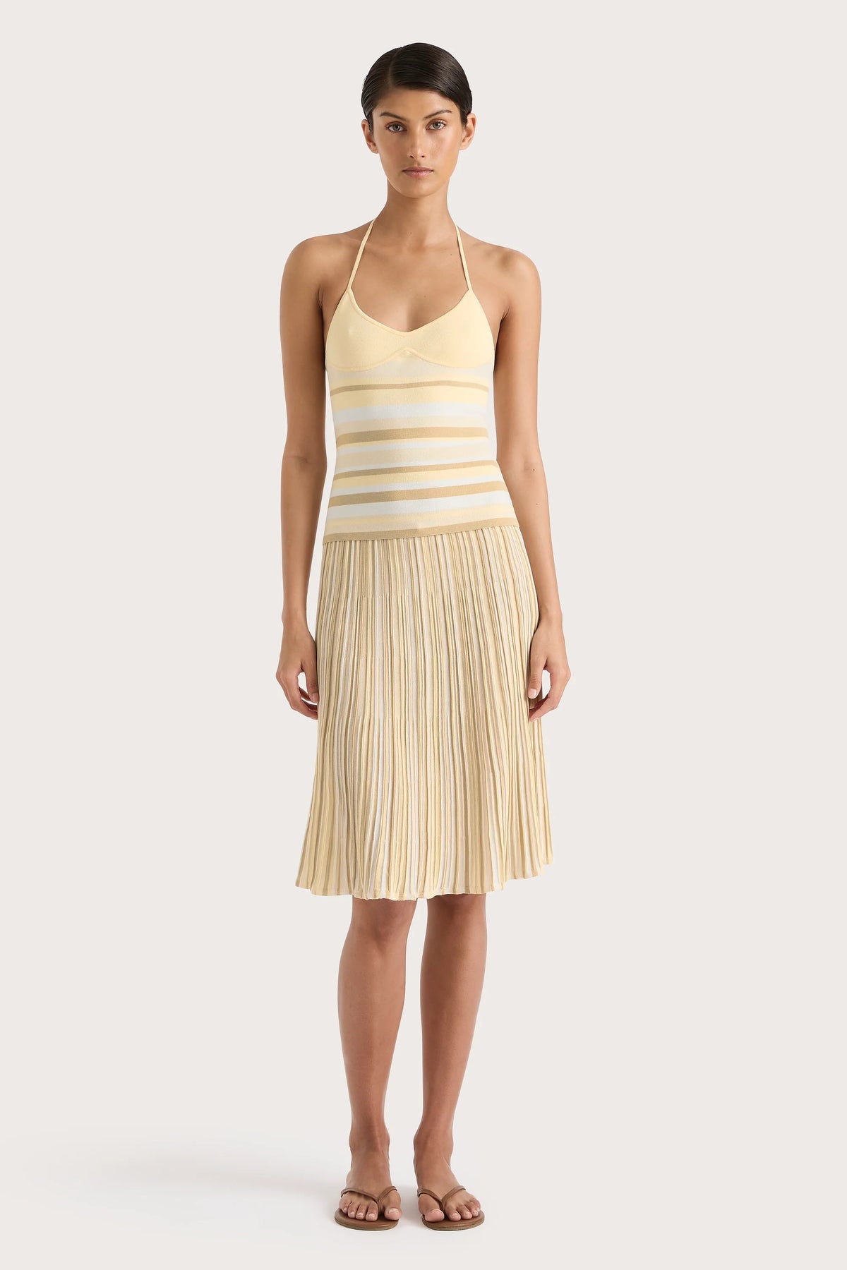 Citara Halter Top Butter Stripe - Final Sale