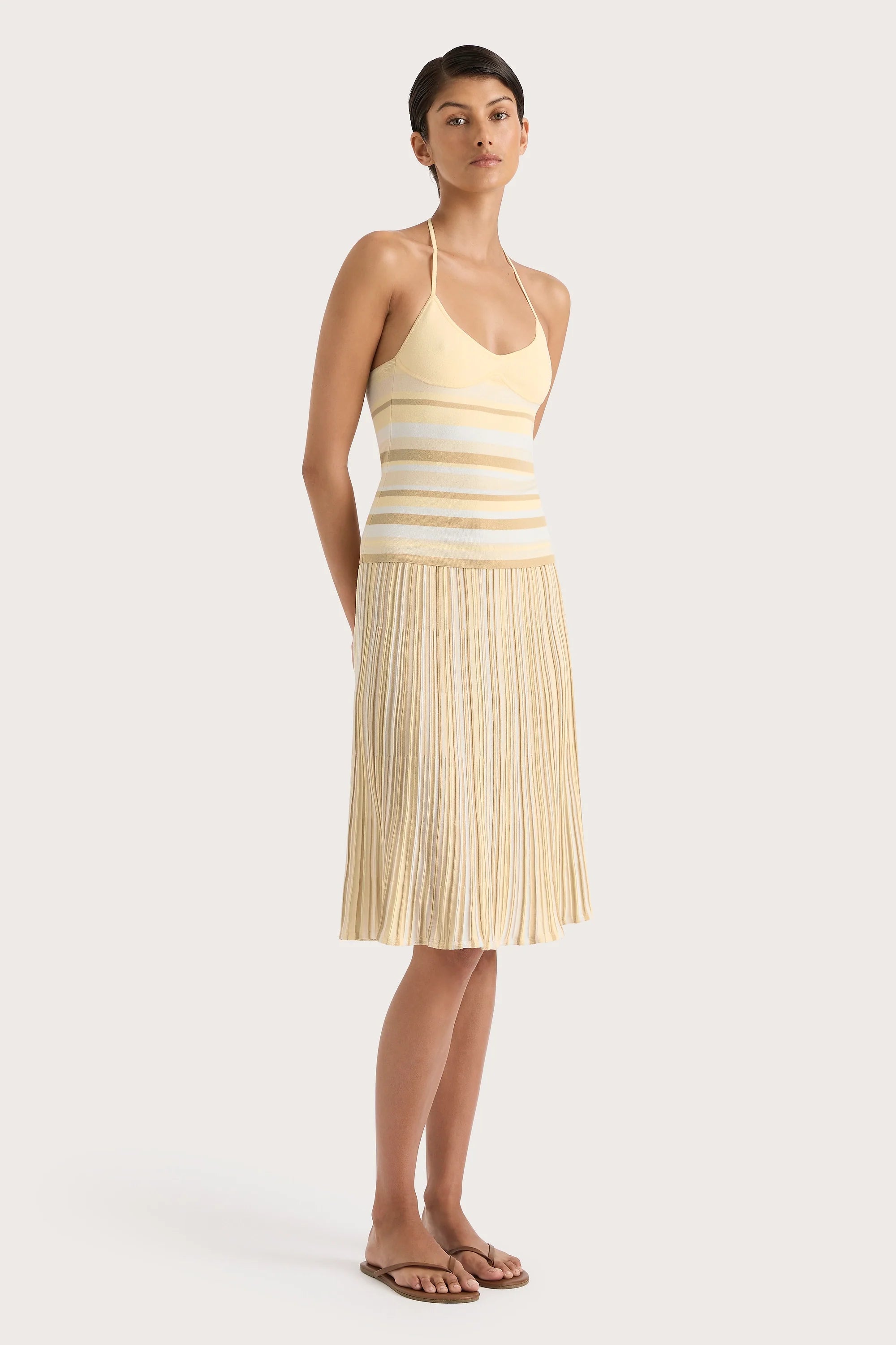 Citara Halter Top Butter Stripe - Final Sale