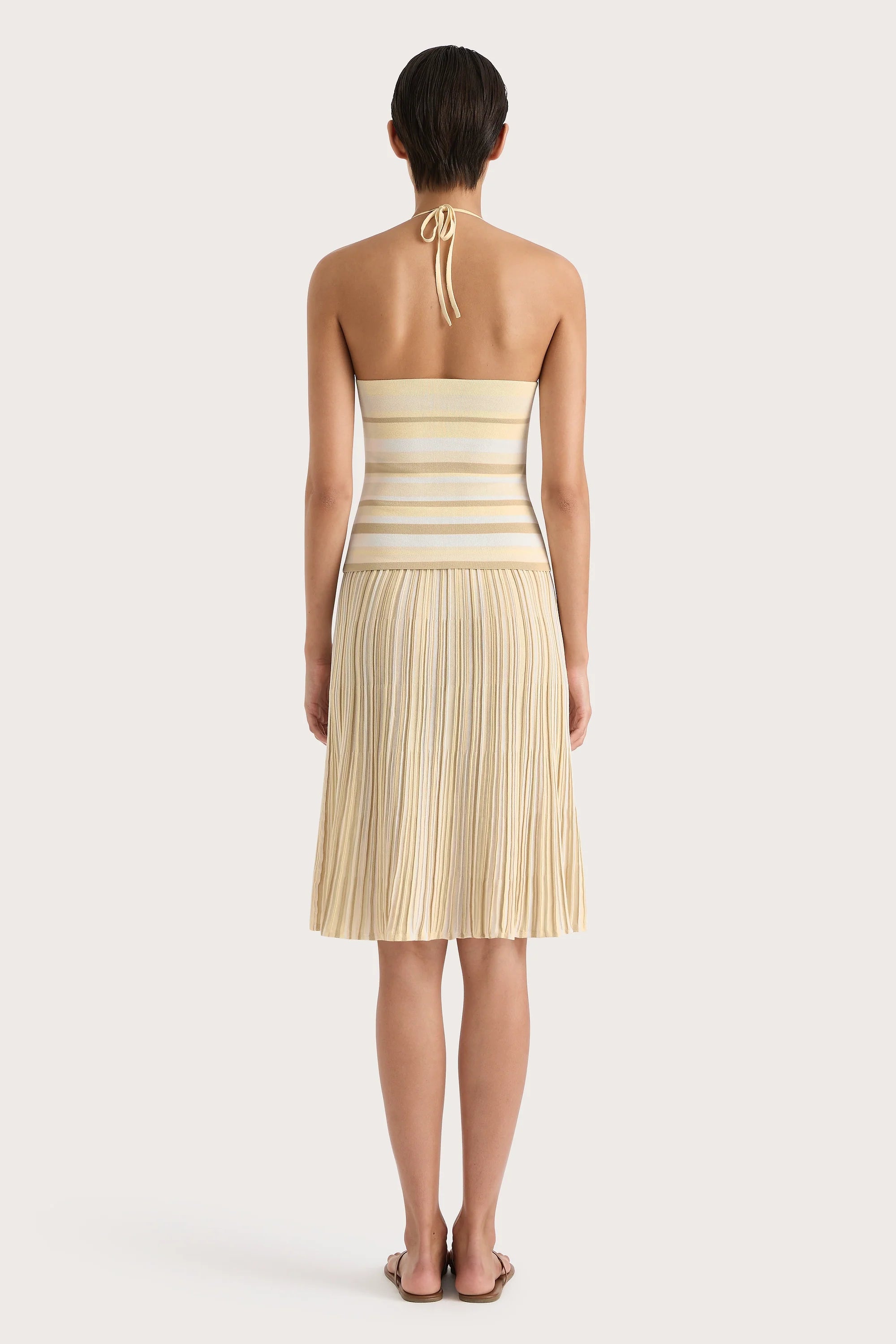 Citara Halter Top Butter Stripe - Final Sale