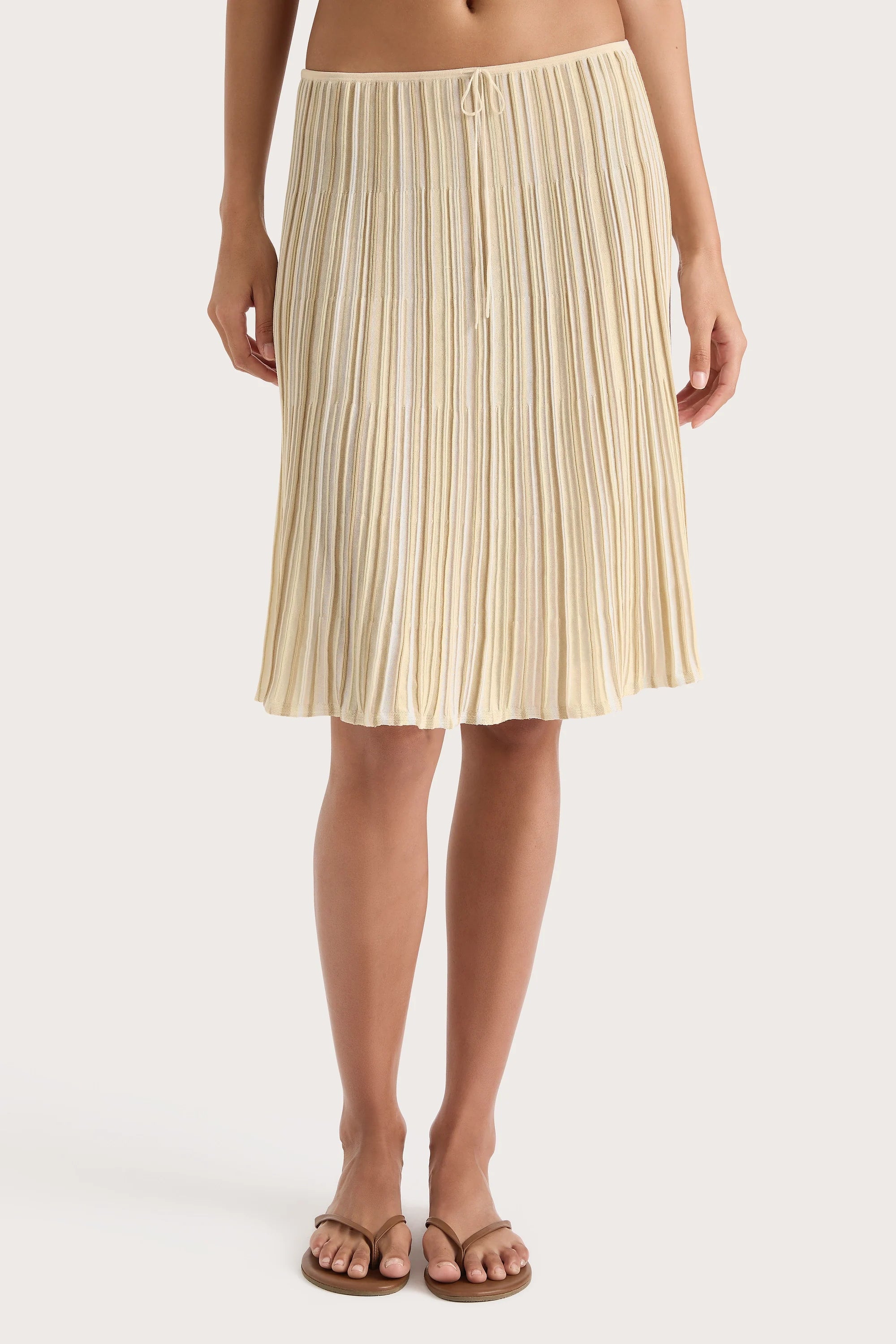 Citara Drawstring Skirt Butter Stripe - Final Sale